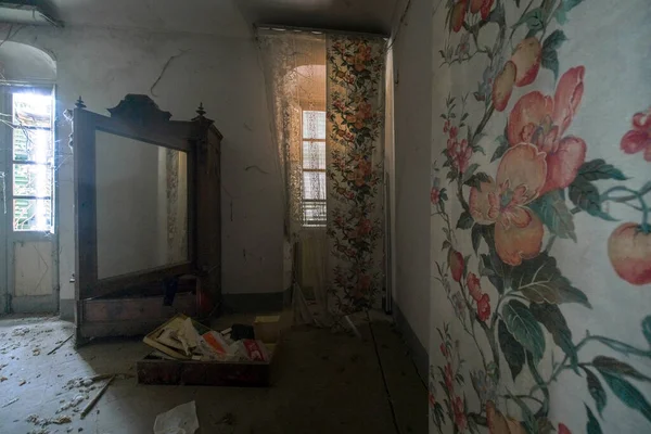decorated room in large abandoned house. High quality photo