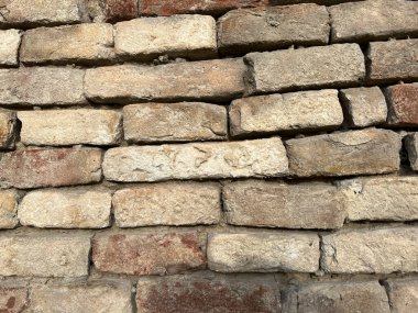 Eski tuğla duvar kırmızı fırınlanmış kil. Yüksek kalite fotoğraf