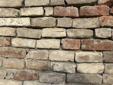 Eski tuğla duvar kırmızı fırınlanmış kil. Yüksek kalite fotoğraf