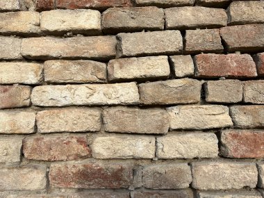 Eski tuğla duvar kırmızı fırınlanmış kil. Yüksek kalite fotoğraf