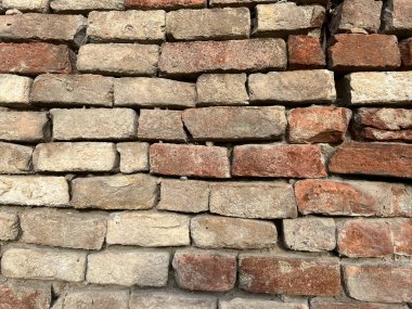 Eski tuğla duvar kırmızı fırınlanmış kil. Yüksek kalite fotoğraf