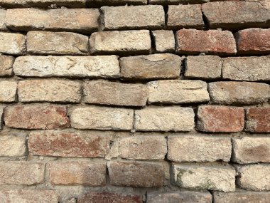 Eski tuğla duvar kırmızı fırınlanmış kil. Yüksek kalite fotoğraf