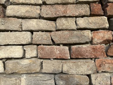 Eski tuğla duvar kırmızı fırınlanmış kil. Yüksek kalite fotoğraf