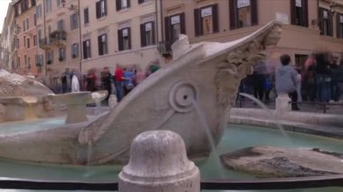 fountain in the Spanish Steps in Rome. High quality 4k footage