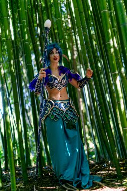 Lucca, Italy - 2018 10 31 : Lucca Comics free cosplay event around city World of Warcraft Night Elf. High quality photo