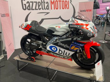 Milano, Italy - 2021 11 27: Eicma Milano Bike Expo Aprilia Rs 250. High quality photo