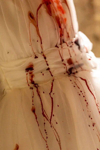 Blood Splatter White Dress High Quality Photo — Stock Photo, Image