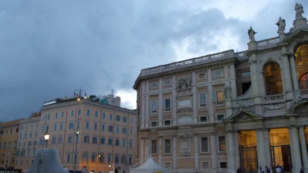 Panorama Rom Santa Maria Maggiore Vid Solnedgången Högkvalitativ Film — Stockvideo