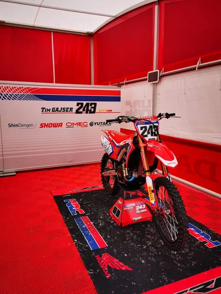 Mantova Italy 2021 Mxgp Motocross Paddock Box Tim Gajser Honda — Stock Photo, Image