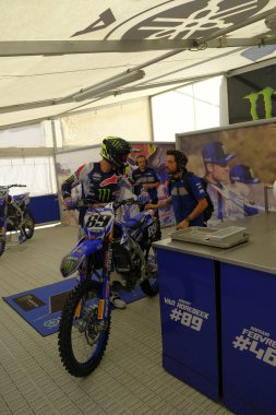 Mantova İtalya 11 09 2021: MxGp Motocross çayırlık kutusu Yamaha. Yüksek kalite fotoğraf