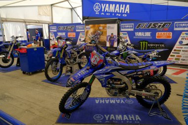 Mantova İtalya 11 09 2021: MxGp Motocross padok kutusu Yamaha Kiara Fontanesi. Yüksek kalite fotoğraf