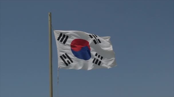 Bandera Corea Del Sur Ondeando Viento Cámara Lenta Imágenes Alta — Vídeos de Stock