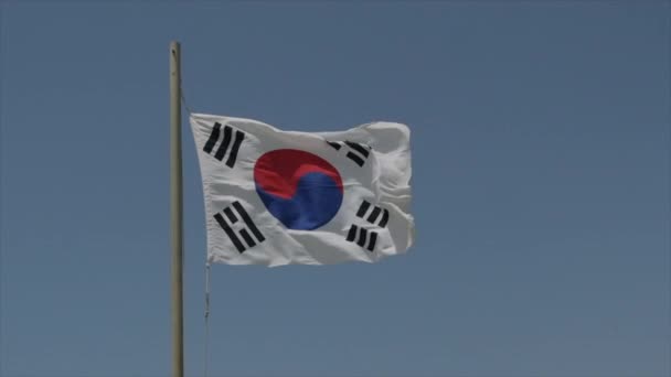 南韩国旗缓缓地在风中飘扬 高质量的4K镜头 — 图库视频影像