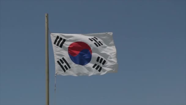 Bandera Corea Del Sur Ondeando Viento Cámara Lenta Imágenes Alta — Vídeo de stock