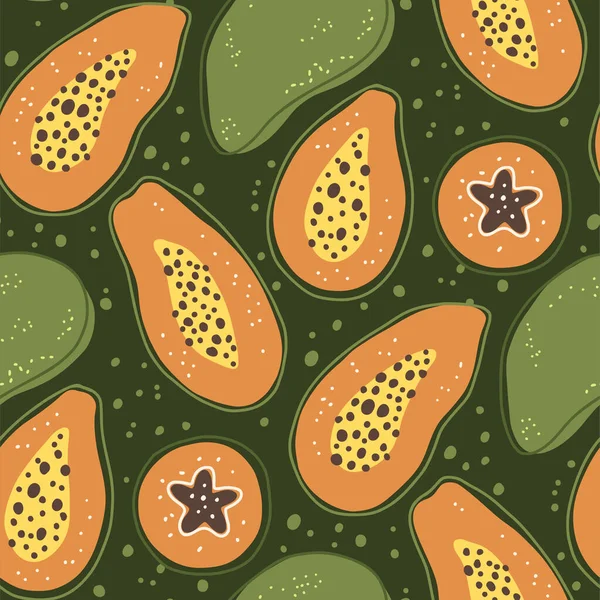 Yaz papayası meyveli karikatür. Kusursuz desen.