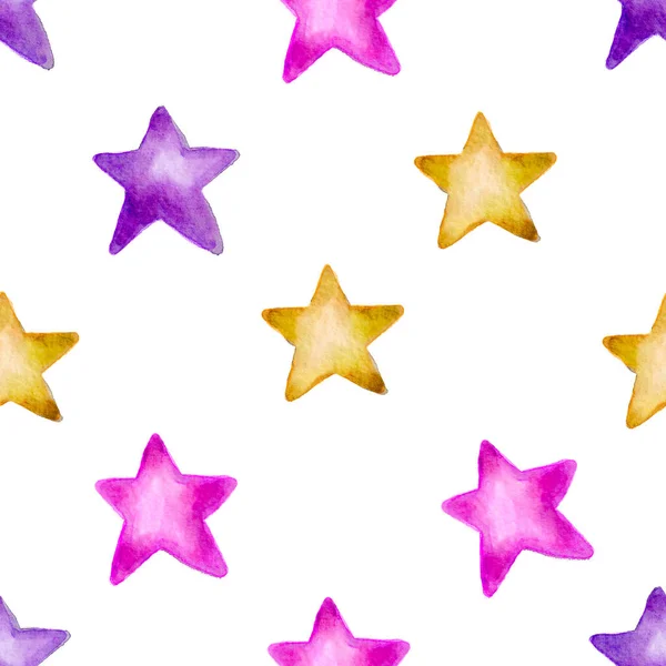 Watercolor star seamless cute kids texture — Stock Photo, Image