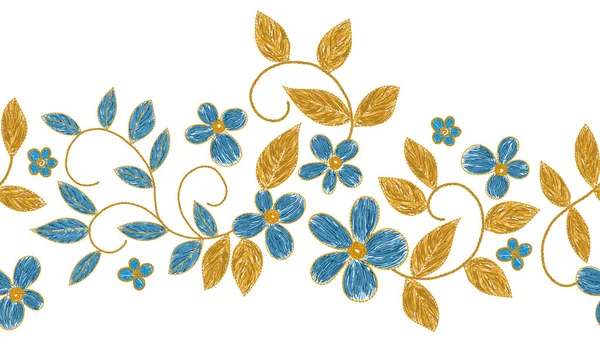 Ukrainian embroidery seamless floral border. — 스톡 벡터