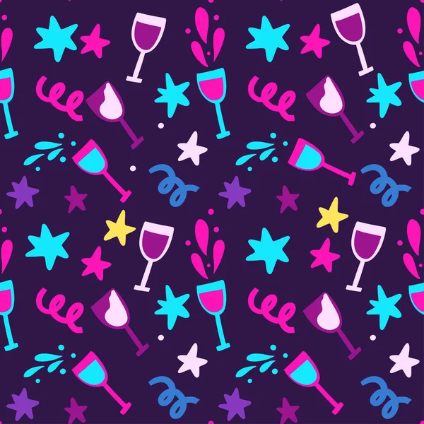 Cocktail Drink Party 80Er Jahre Retro Nahtlose Vektormuster Cartoon Illustration — Stockvektor