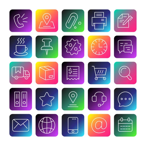 Yönetim gradyanı finans ana hatları simgesi - çizgi iş simgesi seti.