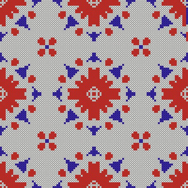 Cross Stitch Ukrainian Flower Folk Seamless Vector Pattern Embroidery Ethnic — Vetor de Stock