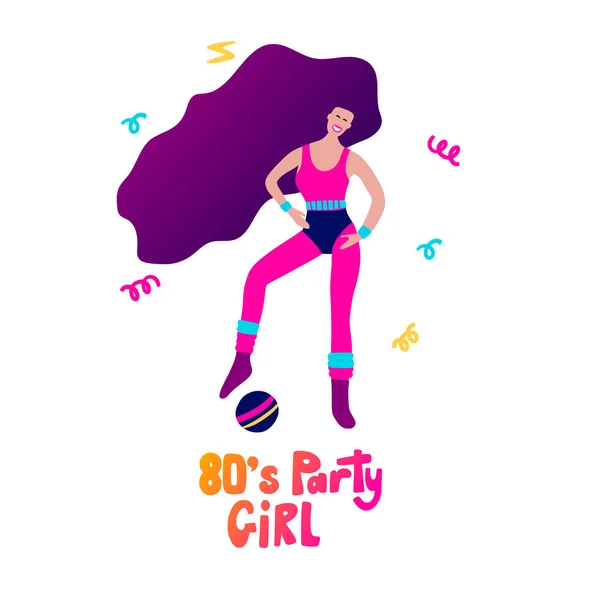 Disco Party 70S 80S Woman Dance Retro Night Party Poster — Vector de stock