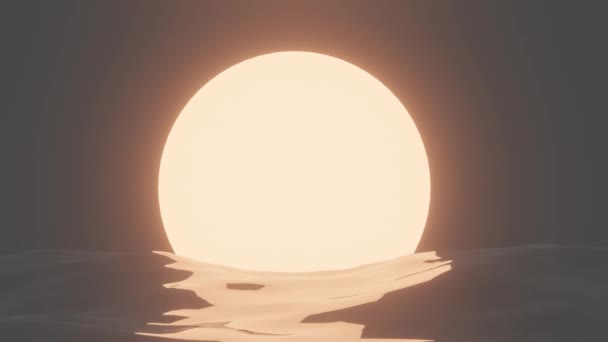 水の上に夕日のヴィンテージイラスト。太陽の柔らかな輝きを持つレトロな波. — ストック動画