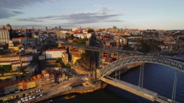 Porto, Oporto, Riverside, Old Town, Portekiz Hava Görüntüsü