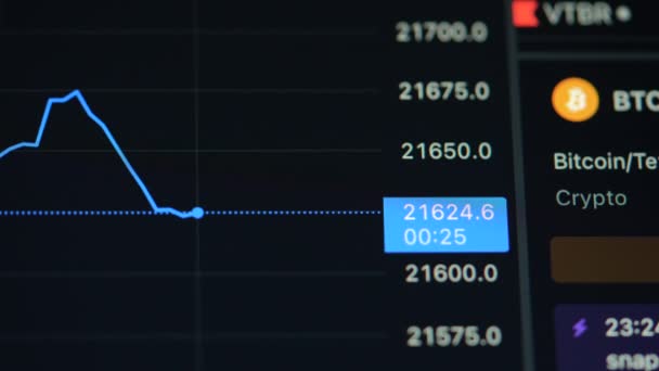 Bitcoin Growth Chart Laptop Screen High Quality Footage — Vídeo de Stock