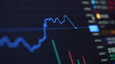 The growth of the bitcoin rate upwards. Green cryptocurrency graph. Bull market. High quality 4k footage