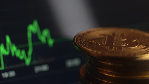 Growth Bitcoin Rate Upwards Green Cryptocurrency Graph Bull Market High — Vídeo de Stock