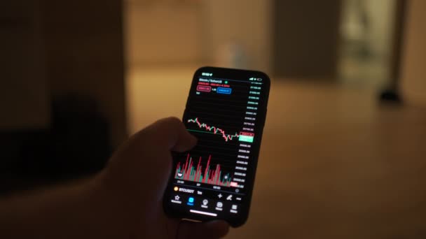 Cryptocurrency Trading Home Your Phone High Quality Footage — Stockvideo