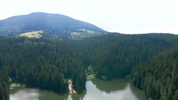 乌克兰喀尔巴阡山脉湖泊的航拍图 — 图库视频影像