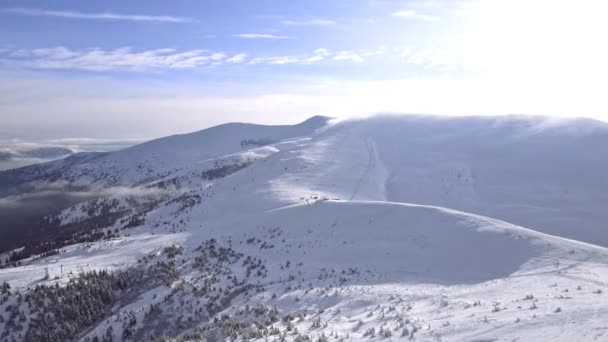 Overhead top view of snowboarding ski resort — Stock Video