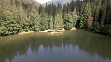 Ukrayna Karpatlar 'daki Sinnevyr Gölü' nün havadan görünüşü