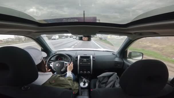 Coche conducción concepto mujer volante — Vídeos de Stock