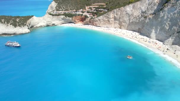 Вид з повітря на пляж Кацукі Греція Відпочинок — стокове відео
