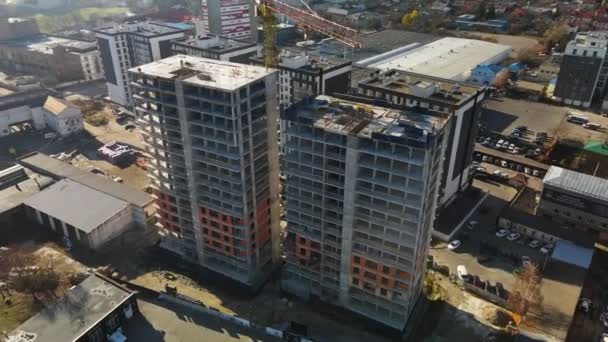 Вид с воздуха на строительную площадку — стоковое видео