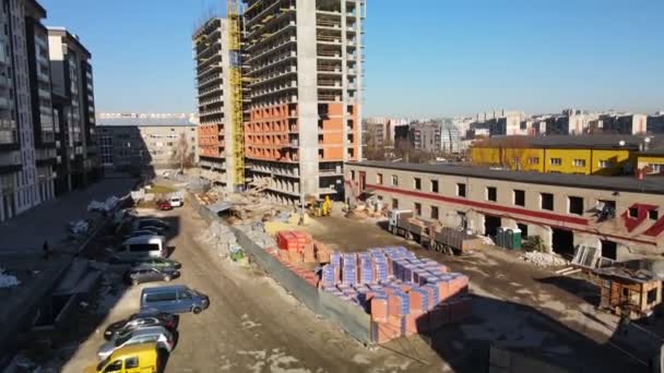 Pemandangan udara dari lokasi konstruksi — Stok Video
