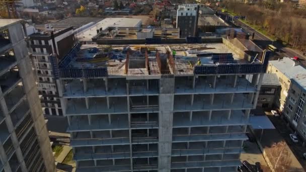 Vista aérea do estaleiro de construção — Vídeo de Stock