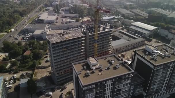 Desarrollo de la ciudad apartamento sitio de construcción — Vídeo de stock