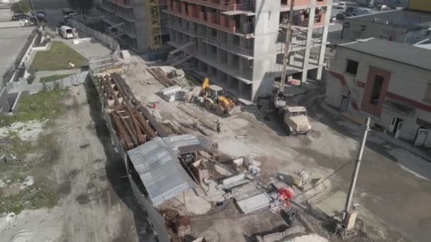 City development apartment construction site — Stock Video