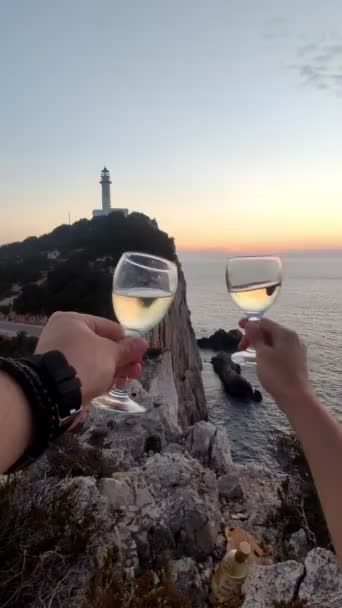 Appuntamento romantico al tramonto sopra l'isola di Lefkada Grecia — Video Stock