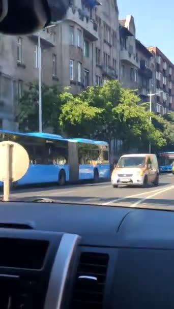 Moving by car by Budapest street — Stock Video