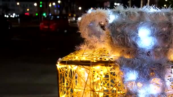 도시의 거리의 크리스마스 장식 — 비디오