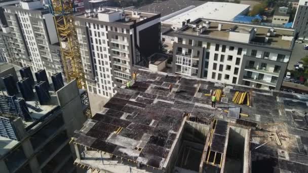 City development apartment construction site — Stock Video