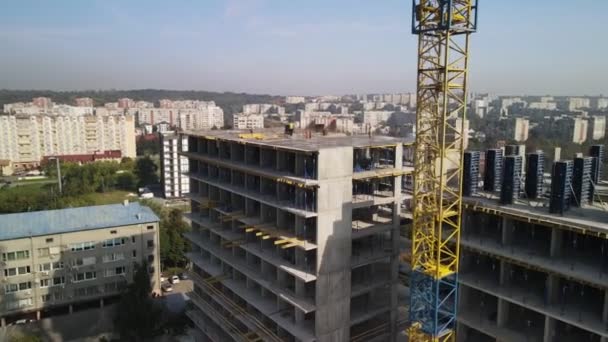 Stadsutveckling lägenhet byggarbetsplats — Stockvideo