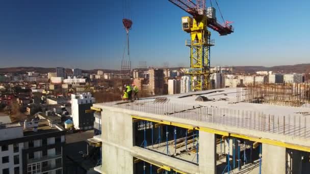 Vista aérea do estaleiro de construção — Vídeo de Stock