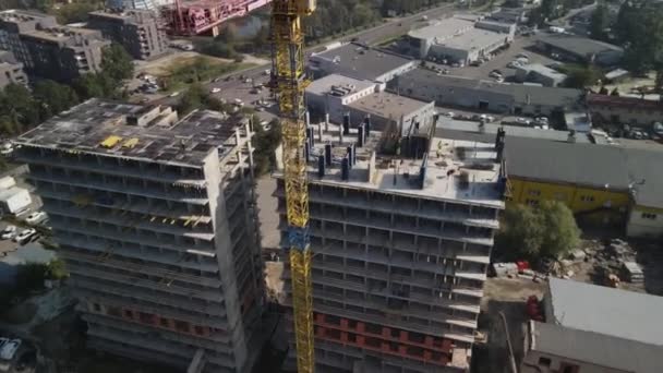 Stadsontwikkeling appartement bouwplaats — Stockvideo