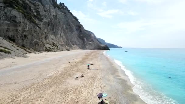 Widok z lotu ptaka plaży Egremni lefkada wyspa greckie — Wideo stockowe