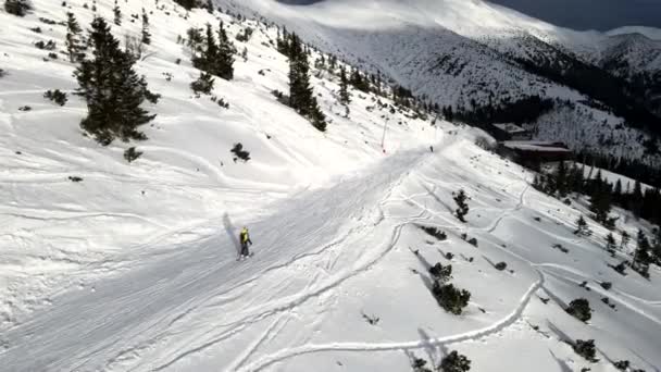 斯洛维亚滑雪度假胜地斜坡景观鸟瞰 — 图库视频影像
